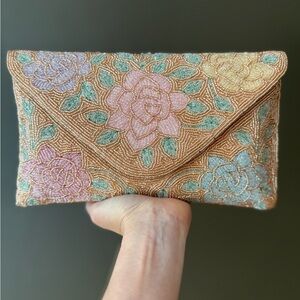 Floral Beaded Clutch - Multicolor